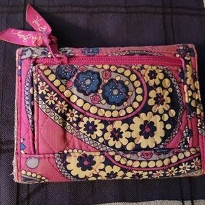 Used pink/navy Vera Bradley trifold wallet